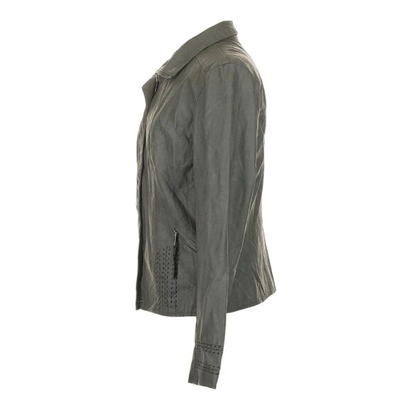 Kut From the Kloth Gray Faux Leather Moto Jacket Women's M NEW- Whipstitch Solid - Picture 6 of 11